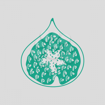 Icon of Fig fruit. Gray background with green. Vector illustration.