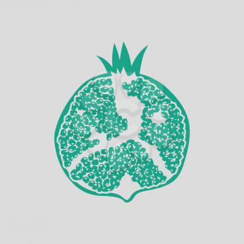 Icon of Pomegranate. Gray background with green. Vector illustration.