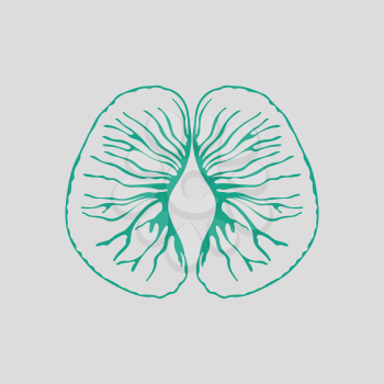Icon of Mandarin. Gray background with green. Vector illustration.