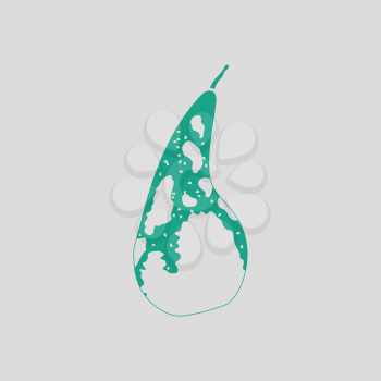 Icon of Pear. Gray background with green. Vector illustration.