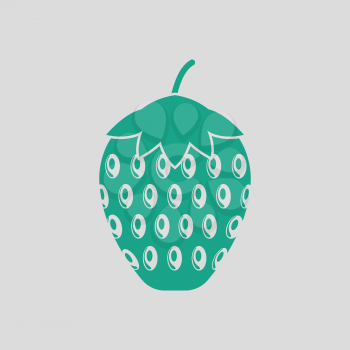 Icon of Strawberry. Gray background with green. Vector illustration.