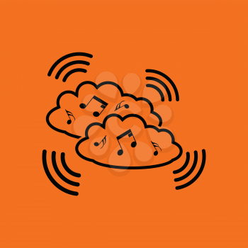 Music cloud icon. Orange background with black. Vector illustration.