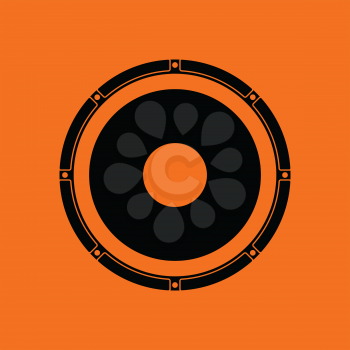 Loudspeaker  icon. Orange background with black. Vector illustration.