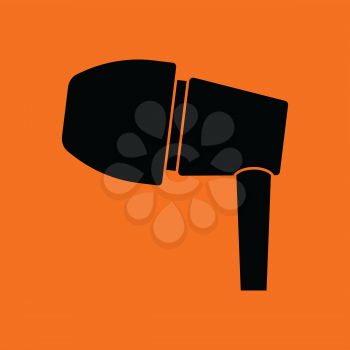 Headset  icon. Orange background with black. Vector illustration.