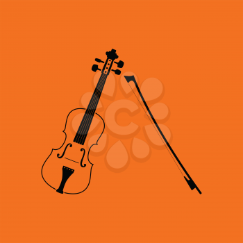 Violin icon. Orange background with black. Vector illustration.