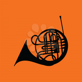 Horn icon. Orange background with black. Vector illustration.