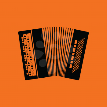 Accordion icon. Orange background with black. Vector illustration.