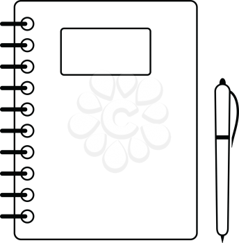 Exercise book with pen icon. Thin line design. Vector illustration.