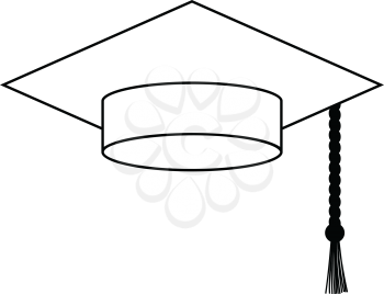 Graduation cap icon. Thin line design. Vector illustration.
