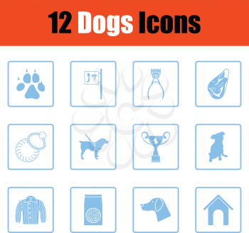 Dogs icon set. Blue frame design. Vector illustration.