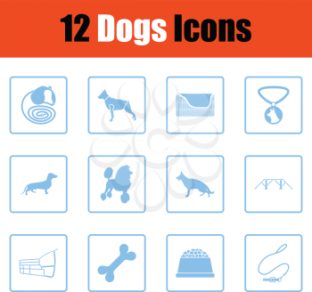 Dogs icon set. Blue frame design. Vector illustration.