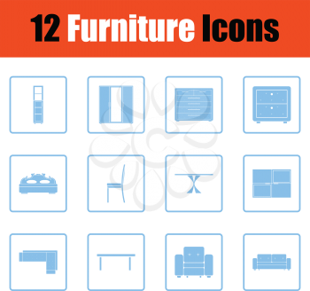 Home furniture icon set. Blue frame design. Vector illustration.