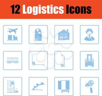 Logistics icon set. Blue frame design. Vector illustration.