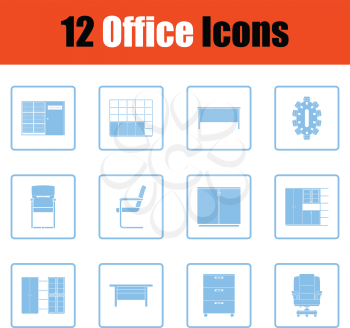 Office furniture icon set. Blue frame design. Vector illustration.