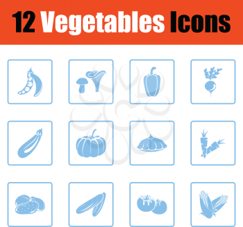 Vegetables icon set. Blue frame design. Vector illustration.