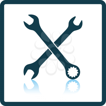 Crossed wrench  icon. Shadow reflection design. Vector illustration.
