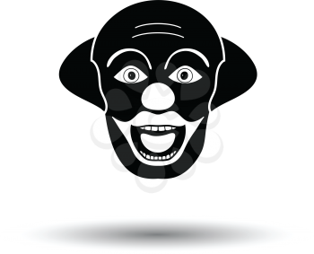 Party clown face icon. White background with shadow design. Vector illustration.