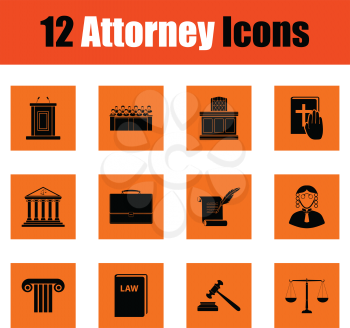 Set of attorney  icons. Orange design. Vector illustration.