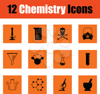 Chemistry icon set. Orange design. Vector illustration.