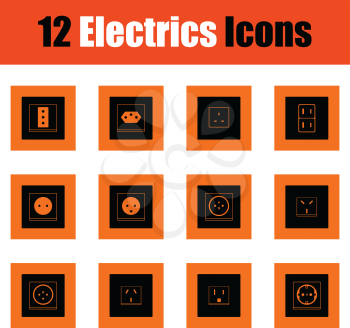 Electrics icon set. Orange design. Vector illustration.
