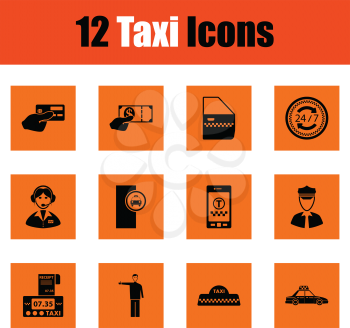 Set of taxy icons. Orange design. Vector illustration.