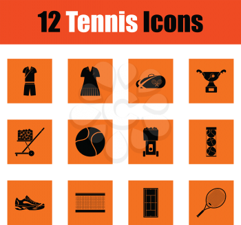 Tennis icon set. Orange design. Vector illustration.