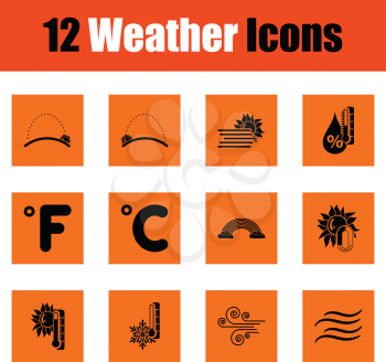 Set of weather icons. Orange design. Vector illustration.