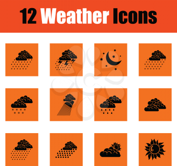 Set of weather icons. Orange design. Vector illustration.