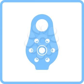 Alpinist Pulley Icon. Blue Frame Design. Vector Illustration.