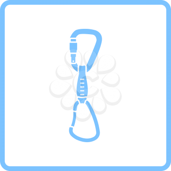 Alpinist Quickdraw Icon. Blue Frame Design. Vector Illustration.