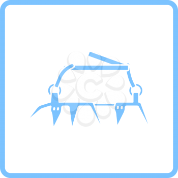 Alpinist Crampon Icon. Blue Frame Design. Vector Illustration.