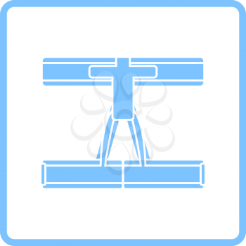 Alpinist Belay Belt Icon. Blue Frame Design. Vector Illustration.