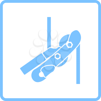 Alpinist Rope Ascender Icon. Blue Frame Design. Vector Illustration.