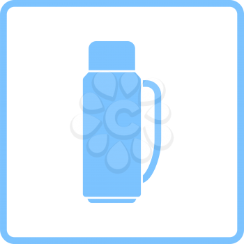 Alpinist Vacuum Flask Icon. Blue Frame Design. Vector Illustration.