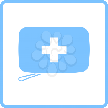 Alpinist First Aid Kit Icon. Blue Frame Design. Vector Illustration.
