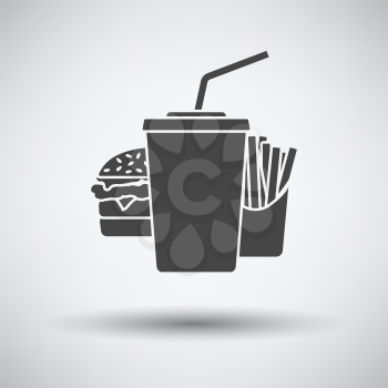 Fast Food Icon. Dark Gray on Gray Background With Round Shadow. Vector Illustration.