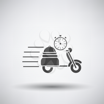 Restaurant Scooter Delivery Icon. Dark Gray on Gray Background With Round Shadow. Vector Illustration.
