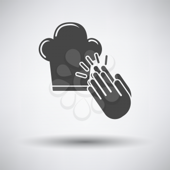 Clapping Palms To Toque Icon. Dark Gray on Gray Background With Round Shadow. Vector Illustration.
