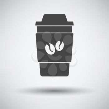 Outdoor Paper Cofee Cup Icon. Dark Gray on Gray Background With Round Shadow. Vector Illustration.