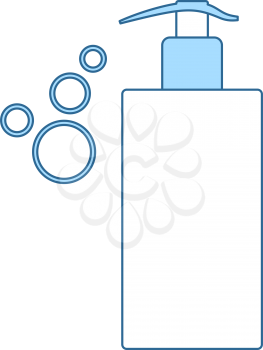 Dispenser Of Liquid Soap Icon. Thin Line With Blue Fill Design. Vector Illustration.