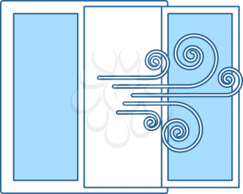Room Ventilation Icon. Thin Line With Blue Fill Design. Vector Illustration.