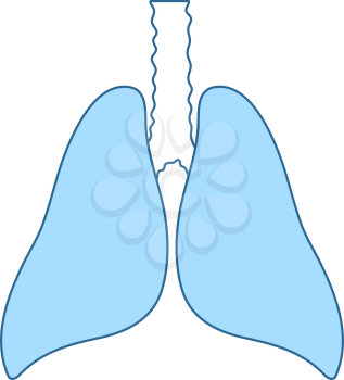 Human Lungs Icon. Thin Line With Blue Fill Design. Vector Illustration.