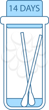 Covid Test Tube Icon. Thin Line With Blue Fill Design. Vector Illustration.
