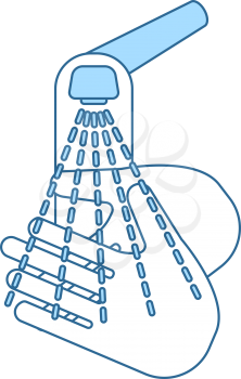 Hand Washing Icon. Thin Line With Blue Fill Design. Vector Illustration.