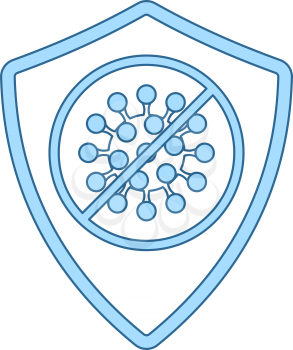 Shield From Coronavirus Icon. Thin Line With Blue Fill Design. Vector Illustration.