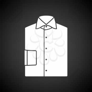 Folded Shirt Icon. White on Black Background. Vector Illustration.