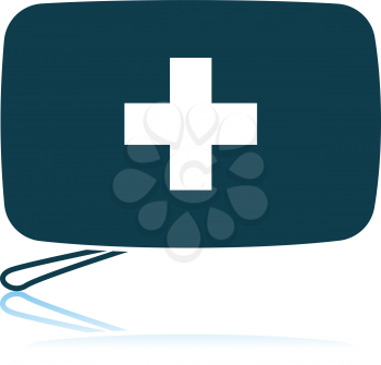 Alpinist First Aid Kit Icon. Shadow Reflection Design. Vector Illustration.