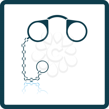 Pince-Nez Icon. Square Shadow Reflection Design. Vector Illustration.