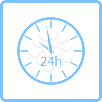24 Hours Clock Icon. Blue Frame Design. Vector Illustration.