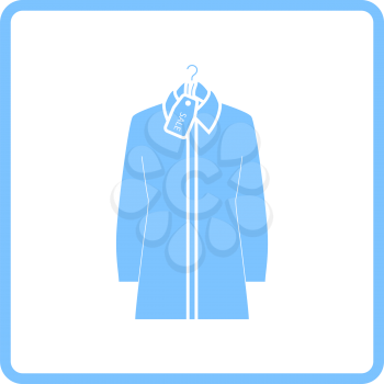 Blouse On Hanger With Sale Tag Icon. Blue Frame Design. Vector Illustration.